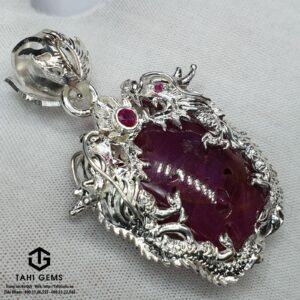 Tahi 3541 - Mặt dây chuyền đá Ruby bọc song long