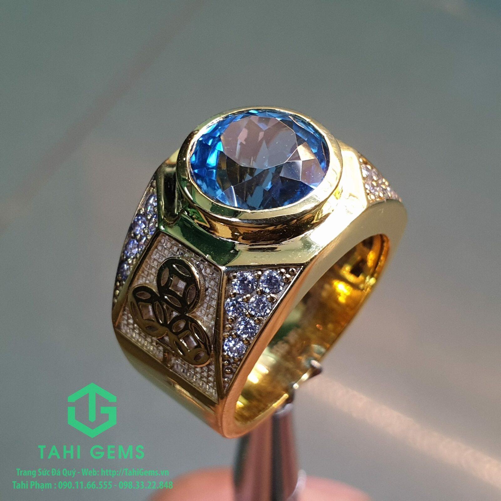 Nhẫn kim tiền đá quý Topaz chỉ có tại TahiGems