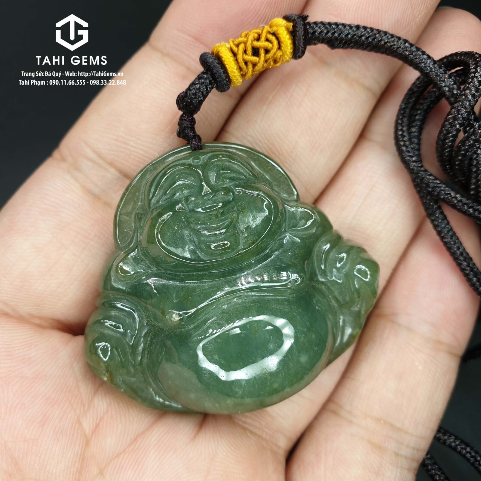 Mặt dây chuyền Phật Di Lặc ngọc Phỉ Thúy - Tahi 6394 - TahiGems
