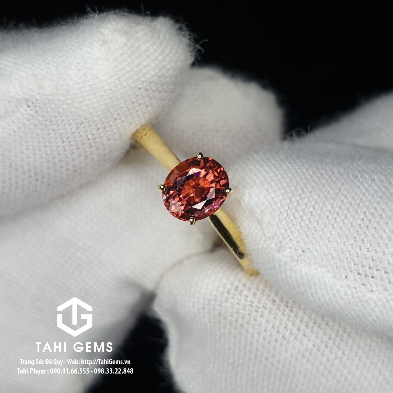 Tahi 3811 – nhẫn nữ đá quý Tourmaline mẫu classic