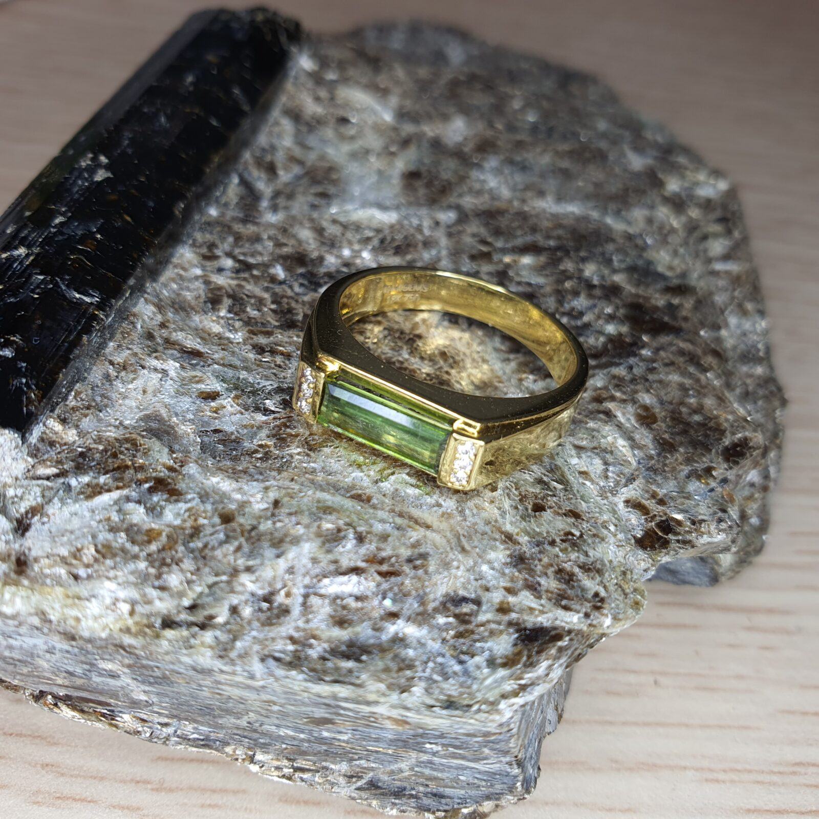 Tahi 5944 – Nhẫn doanh nhân đá quý Tourmaline mix Kim Cương