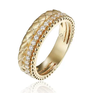 Tahi 415 - Nhẫn Vàng Thiết Kế Dập Nổi Đính Đá Kim Cương – Đẳng Cấp Sang Trọng