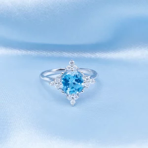 Tahi 417 - Nhẫn Bạc Đính Đá Topaz Xanh – Blue Aura Shine