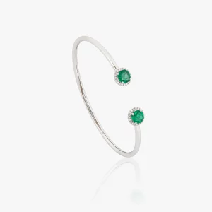 Tahi 336 - Lắc Tay Bạc đá Emerald Xanh Thiết Kế Mở - Trang Sức Nữ Cao Cấp