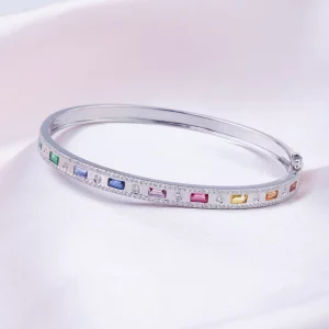 Tahi 337 - Vòng Tay Iris Vàng Trắng 14K - Cầu Vồng Sắc Màu Trên Cổ Tay