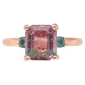 Tahi 473 - Nhẫn Tourmaline Dưa Hấu & Aquamarine Xanh Biển – Bản Giao Hưởng Màu Sắc Thanh Lịch
