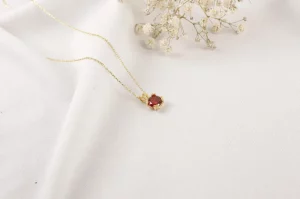 Tahi 297 - Ngọn Lửa Đam Mê – Dây Chuyền Vàng Đính Đá Ruby Tròn Rực Rỡ