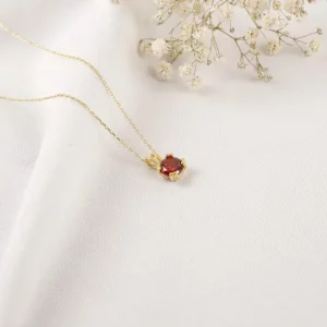Tahi 297 - Ngọn Lửa Đam Mê – Dây Chuyền Vàng Đính Đá Ruby Tròn Rực Rỡ