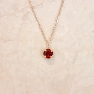 Tahi 295 - Dây Chuyền Vàng Hồng Đính Đá Ruby Hình Hoa