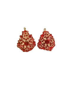 Tahi 440 - Quyến Rũ Đỏ Rực - Hoa Tai Giọt Nước Đính Đá Ruby đỏ Cổ Điển Sang Trọng