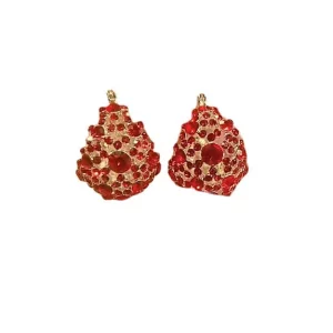 Tahi 440 - Quyến Rũ Đỏ Rực - Hoa Tai Giọt Nước Đính Đá Ruby đỏ Cổ Điển Sang Trọng
