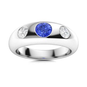 Tahi 370 - Phong Cách Đương Đại - Nhẫn Nam Với Sapphire Xanh và Kim Cương Ấn Tượng