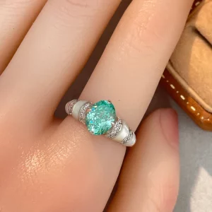 Tahi 422 - Nhẫn Đá Quý Emerald Bạc Sterling Xanh Boutique - Trang Sức Cao Cấp Sang Trọng