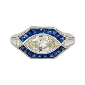 Tahi 431 - Dấu Ấn Thời Gian - Nhẫn Kim Cương & Sapphire Phong Cách Art Deco Độc Đáo