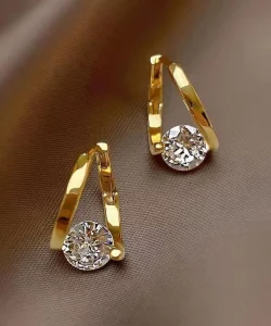 Tahi 438 - Vẻ Đẹp Vàng Son - Hoa Tai Vòng Hoop Đính Kim Cương Cao Cấp
