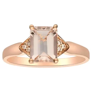 Tahi 480 - Nhẫn Morganite Đào & Kim Cương - Nét Duyên Dáng Hiện Đại Trong Vàng Hồng