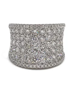 Tahi 494 - Nhẫn Kim Cương Pavé Bản Rộng