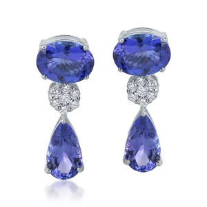 Tahi 499 -  Bông Tai Tanzanite Xếp Tầng Kim Cương