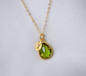 Tahi 272 - Mặt Dây Chuyền Lá & Đá Giọt Nước - Thiết kế theo tên