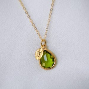 Tahi 272 - Mặt Dây Chuyền Lá & Đá Giọt Nước - Thiết kế theo tên