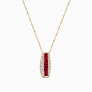 Tahi 307 - Dây Chuyền Vàng Đính Đá Ruby Ống & Kim Cương