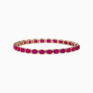 Tahi 352 - Lắc Tay Vàng Đính Ruby Oval Đỏ & Kim Cương