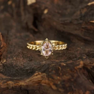 Tahi 511 - Nhẫn Vàng Đá Moissanite Hồng