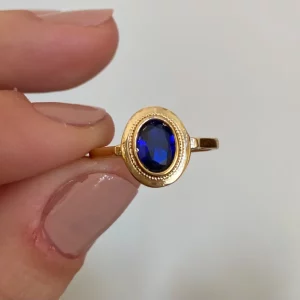 Tahi 527 - Nhẫn Vàng Đính Sapphire Oval