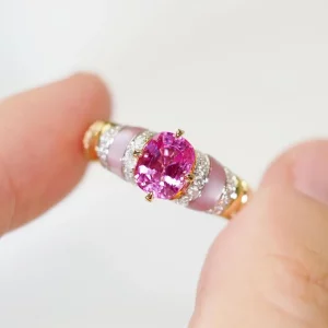 Tahi 530 - Nhẫn Vàng Với Sapphire Hồng