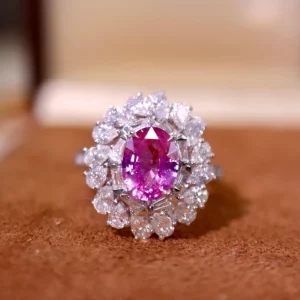 Tahi 533 - Nhẫn Đá Sapphire Hồng Quyến Rũ & Kim Cương