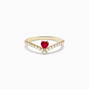 Tahi 544 - Nhẫn Trái Tim Ruby Vàng Đính Kim Cương Lấp Lánh