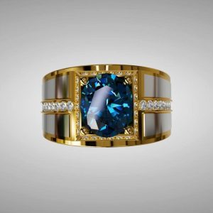 Nhẫn nam đá Sapphire xanh Sri Lanka - Tahi 7402