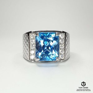 Nhẫn nam đá quý Topaz xanh - Tahi 7509