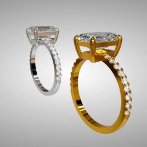Nhẫn nữ đá quý kim cương chữ nhật - Tahi 7501