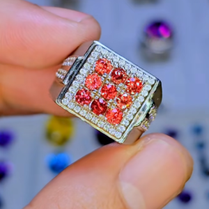 Tahi 427 - Nhẫn nam Tourmaline cam đỏ