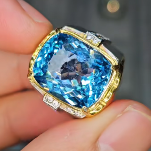 Tahi 439 - Nhẫn đá Topaz xanh dương