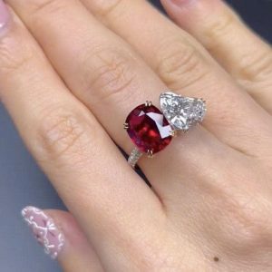Tahi 416 - Nhẫn nữ đá Ruby đính Kim cương