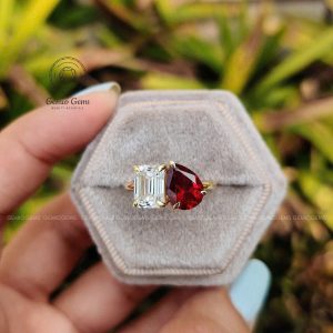 Tahi 423 - Nhẫn nữ song đá Ruby và Moissanite
