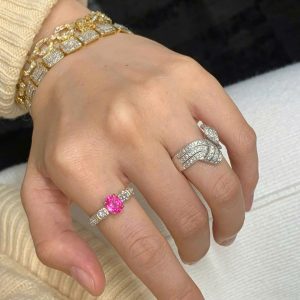 Tahi 418 - Nhẫn nữ đá Ruby hồng oval