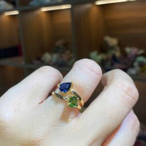 Tahi 429 -  Nhẫn nữ Đôi Đá Quý "Nước Sinh Cây"