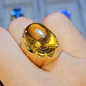 Tahi 393 - Nhẫn nam đá Citrine vàng Hổ phách