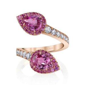 Tahi 427 - Nhẫn nữ Đôi đá quý Tourmaline hồng