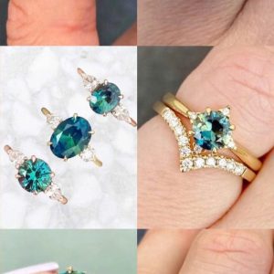 Tahi 437 - Tổng hợp mẫu nhẫn nữ đá Topaz xanh size nhỏ viền đá tấm