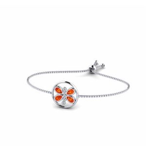 Tahi 364 - Vòng Tay Bạc Hoa Ngọc Lửa đá Garnet