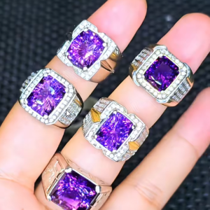 Tahi 529 - Nhẫn nam đá quý Amethyst vuông size lớn