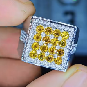 Tahi 531 - Nhẫn nam đá Sapphire vàng full đá tấm