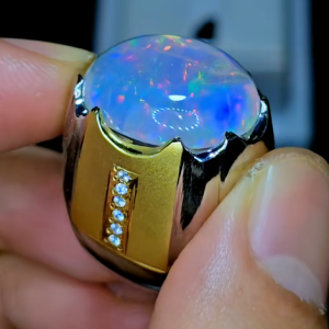 Tahi 526 - Nhẫn nam Đá Opal Trắng Tuyệt Sắc