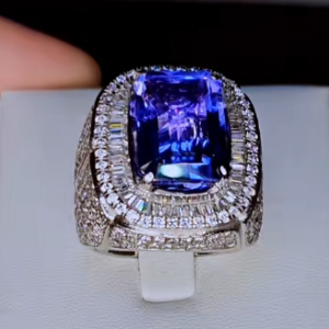 Tahi 535 - Nhẫn nam Đá Quý Xanh Tím Khối Vuông full đá tấm