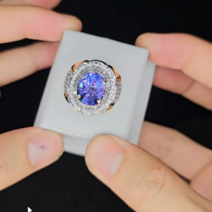 Tahi 556 - Nhẫn nam đá Thạch anh xanh tím full đá tấm