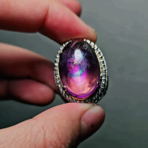 Tahi 542 - Nhẫn nam đá quý Amethyst oval đá lớn cổ điển